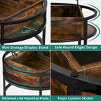 Round Lift Top Extendable Frame Coffee Table with Hide Storage