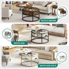 Round Lift Top Extendable Frame Coffee Table with Hide Storage