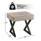 Textured Velvet Ottoman Vanity Stool 18X18X17