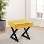 Textured Velvet Ottoman Vanity Stool 18X18X17