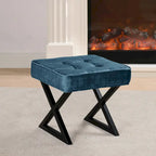 Textured Velvet Ottoman Vanity Stool 18X18X17