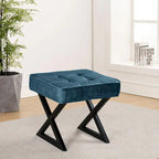 Textured Velvet Ottoman Vanity Stool 18X18X17