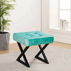 Textured Velvet Ottoman Vanity Stool 18X18X17