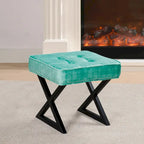 Textured Velvet Ottoman Vanity Stool 18X18X17