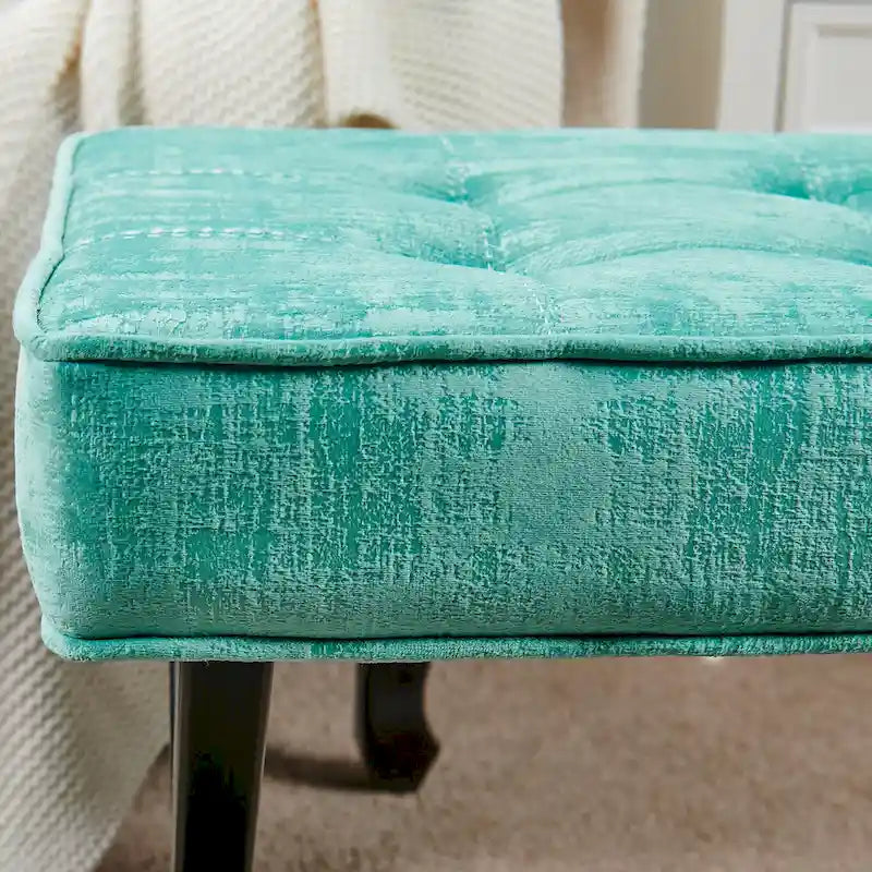 Textured Velvet Ottoman Vanity Stool 18X18X17