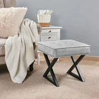 Textured Velvet Ottoman Vanity Stool 18X18X17