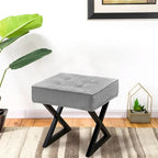 Textured Velvet Ottoman Vanity Stool 18X18X17