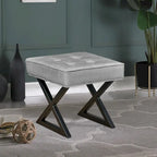 Textured Velvet Ottoman Vanity Stool 18X18X17