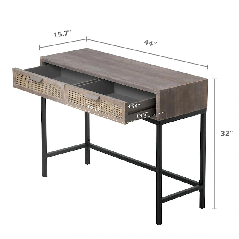 COZAYH 44 Woven Front Modern Farmhouse Console Table Sofa