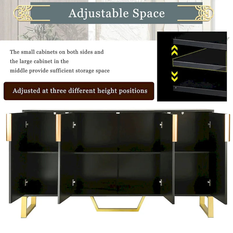 Nestfair Sideboard Kitchen Cabinet with Four Doors and Adjustable Shelves