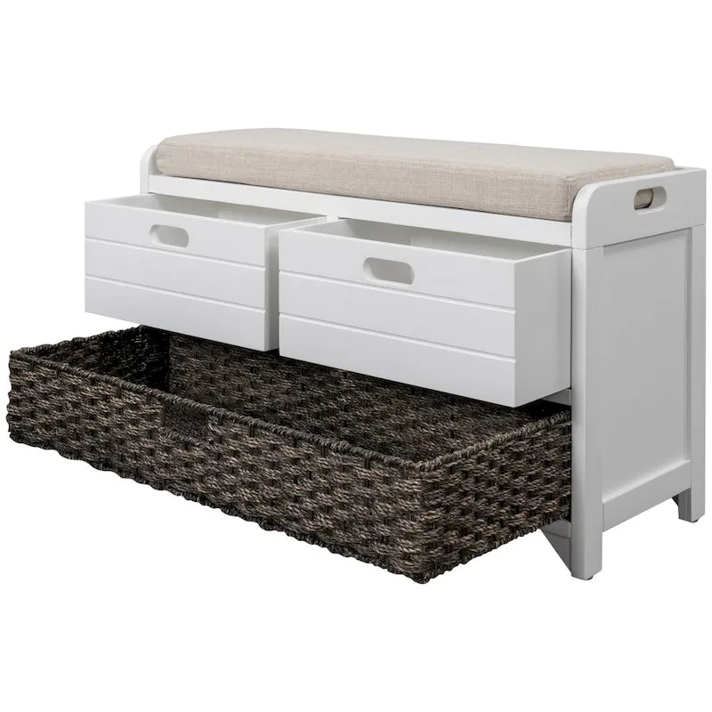 Nestfair Storage Bench Entryway Bench with Removable Basket and 2 Drawers