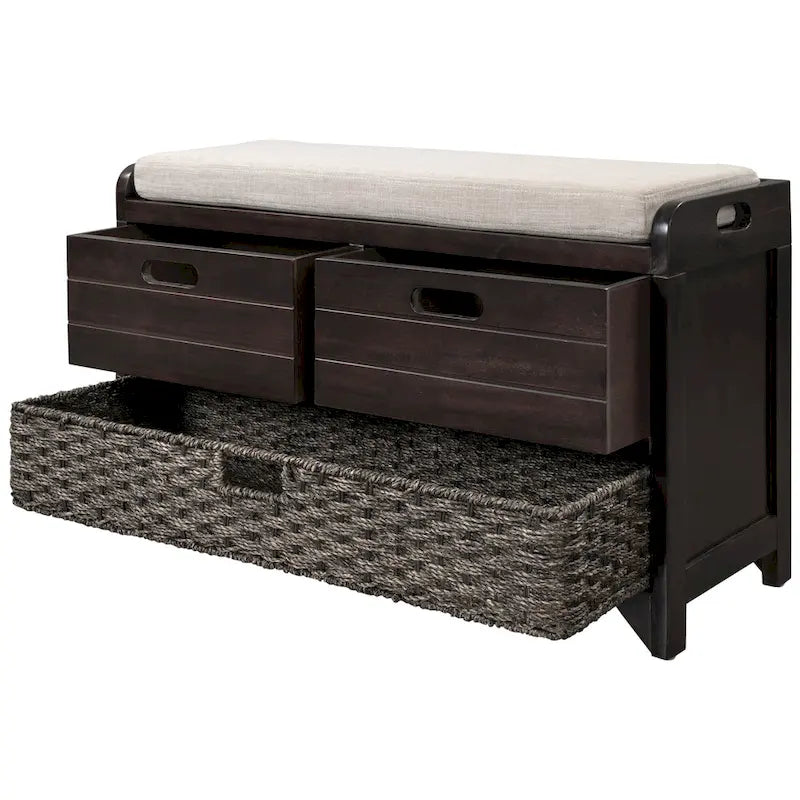 Nestfair Storage Bench Entryway Bench with Removable Basket and 2 Drawers