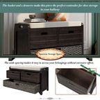 Nestfair Storage Bench Entryway Bench with Removable Basket and 2 Drawers