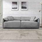 Mixoy Widened 4-Seater Upholstered Deep Seat Sofa,97 Italian Style Minimalist Sofa Couch with Elephant Ear Armrest,Throw Pillow