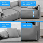 Mixoy Widened 4-Seater Upholstered Deep Seat Sofa,97 Italian Style Minimalist Sofa Couch with Elephant Ear Armrest,Throw Pillow