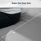 Mixoy Widened 4-Seater Upholstered Deep Seat Sofa,97 Italian Style Minimalist Sofa Couch with Elephant Ear Armrest,Throw Pillow