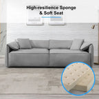 Mixoy Widened 4-Seater Upholstered Deep Seat Sofa,97 Italian Style Minimalist Sofa Couch with Elephant Ear Armrest,Throw Pillow