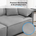 Mixoy Widened 4-Seater Upholstered Deep Seat Sofa,97 Italian Style Minimalist Sofa Couch with Elephant Ear Armrest,Throw Pillow