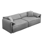 Mixoy Widened 4-Seater Upholstered Deep Seat Sofa,97 Italian Style Minimalist Sofa Couch with Elephant Ear Armrest,Throw Pillow
