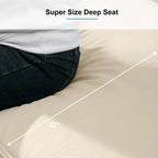 Mixoy Widened 4-Seater Upholstered Deep Seat Sofa,97 Italian Style Minimalist Sofa Couch with Elephant Ear Armrest,Throw Pillow