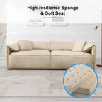 Mixoy Widened 4-Seater Upholstered Deep Seat Sofa,97 Italian Style Minimalist Sofa Couch with Elephant Ear Armrest,Throw Pillow