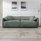 Mixoy Widened 4-Seater Upholstered Deep Seat Sofa,97 Italian Style Minimalist Sofa Couch with Elephant Ear Armrest,Throw Pillow