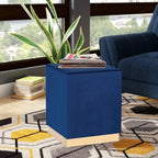 Adeco Ottoman Footrest Vanity Stool Gold Trim Footstool