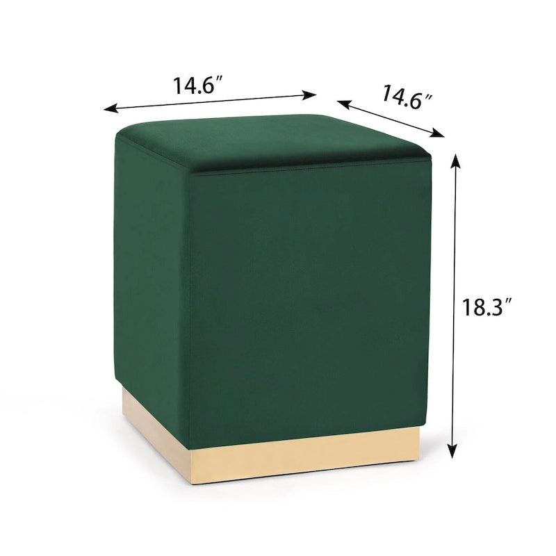 Adeco Ottoman Footrest Vanity Stool Gold Trim Footstool