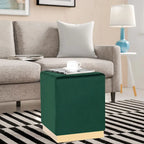 Adeco Ottoman Footrest Vanity Stool Gold Trim Footstool