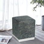 Adeco Ottoman Footrest Vanity Stool Gold Trim Footstool