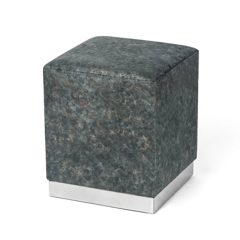 Adeco Ottoman Footrest Vanity Stool Gold Trim Footstool