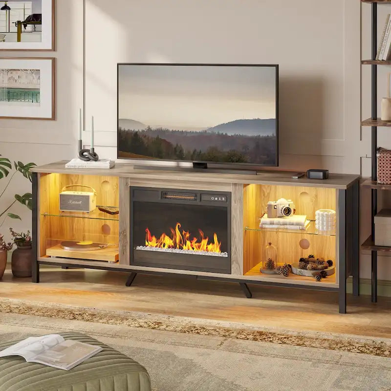 TV Stands with Fireplace for 75 inch TVs Gaming Entertainment Center TV Console - 71 inches