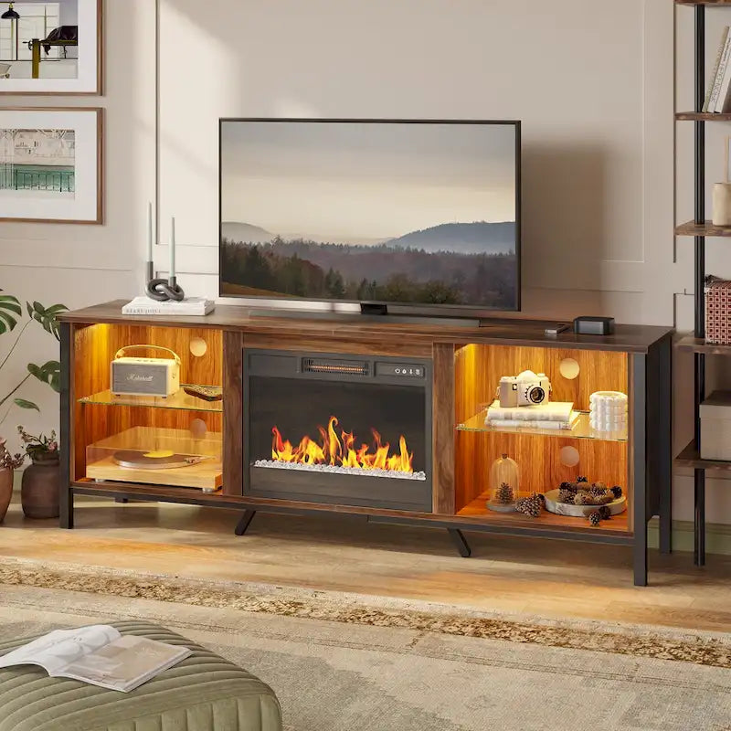 TV Stands with Fireplace for 75 inch TVs Gaming Entertainment Center TV Console - 71 inches