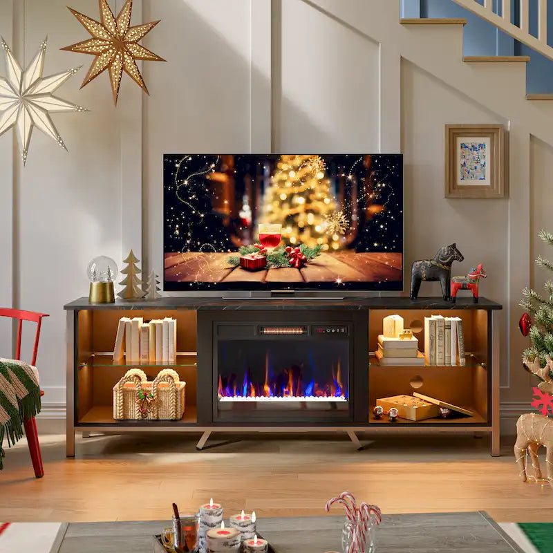 TV Stands with Fireplace for 75 inch TVs Gaming Entertainment Center TV Console - 71 inches