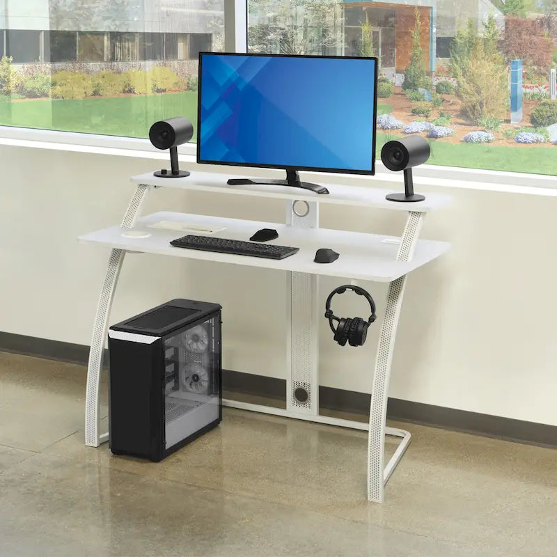 Code 30 Battlestation Gaming Desk in White Finish