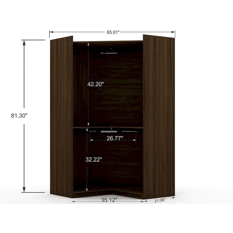 Mulberry Modern 3-sectional Wardrobe 4-drawer Corner Closet