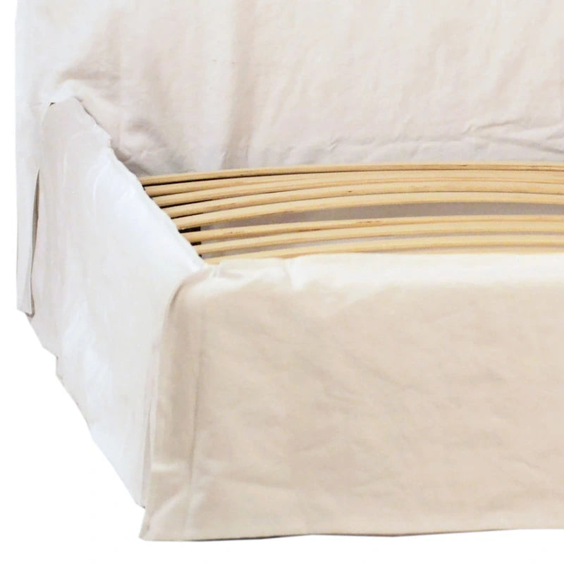 Stetson Ivory Linen Upholstered Slipcover Style Platform Panel Bed, Eastern King