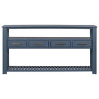 Long Entryway Console Sofa Table with Drawers, Farmhouse Wood Sofa Tables Console Table with 4 Drawers and 2 Shelves