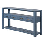 Long Entryway Console Sofa Table with Drawers, Farmhouse Wood Sofa Tables Console Table with 4 Drawers and 2 Shelves