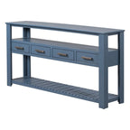 Long Entryway Console Sofa Table with Drawers, Farmhouse Wood Sofa Tables Console Table with 4 Drawers and 2 Shelves