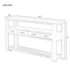 Long Entryway Console Sofa Table with Drawers, Farmhouse Wood Sofa Tables Console Table with 4 Drawers and 2 Shelves