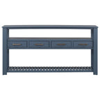 Long Entryway Console Sofa Table with Drawers, Farmhouse Wood Sofa Tables Console Table with 4 Drawers and 2 Shelves