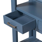 Long Entryway Console Sofa Table with Drawers, Farmhouse Wood Sofa Tables Console Table with 4 Drawers and 2 Shelves