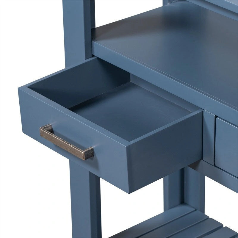 Long Entryway Console Sofa Table with Drawers, Farmhouse Wood Sofa Tables Console Table with 4 Drawers and 2 Shelves