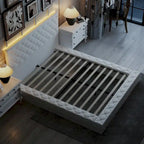 LED Queen/King Bed Frame with Tufted Headboard Bedroom Furniture