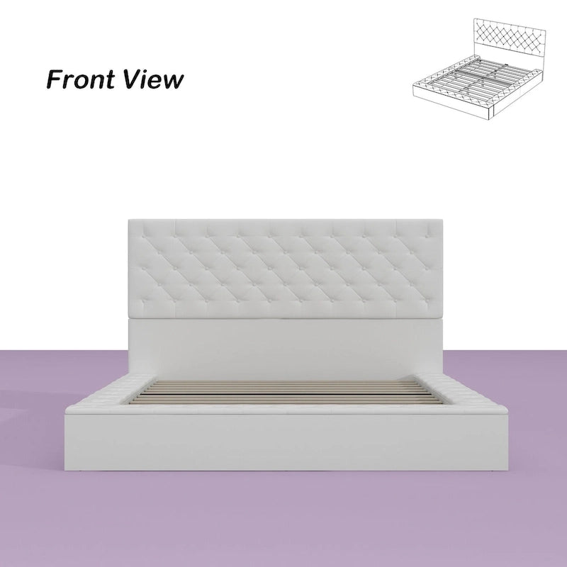 LED Queen/King Bed Frame with Tufted Headboard Bedroom Furniture