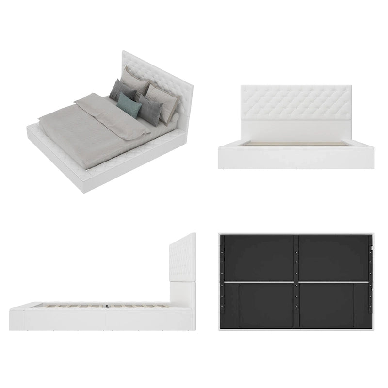 LED Queen/King Bed Frame with Tufted Headboard Bedroom Furniture