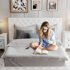 LED Queen/King Bed Frame with Tufted Headboard Bedroom Furniture