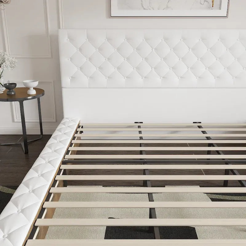 LED Queen/King Bed Frame with Tufted Headboard Bedroom Furniture