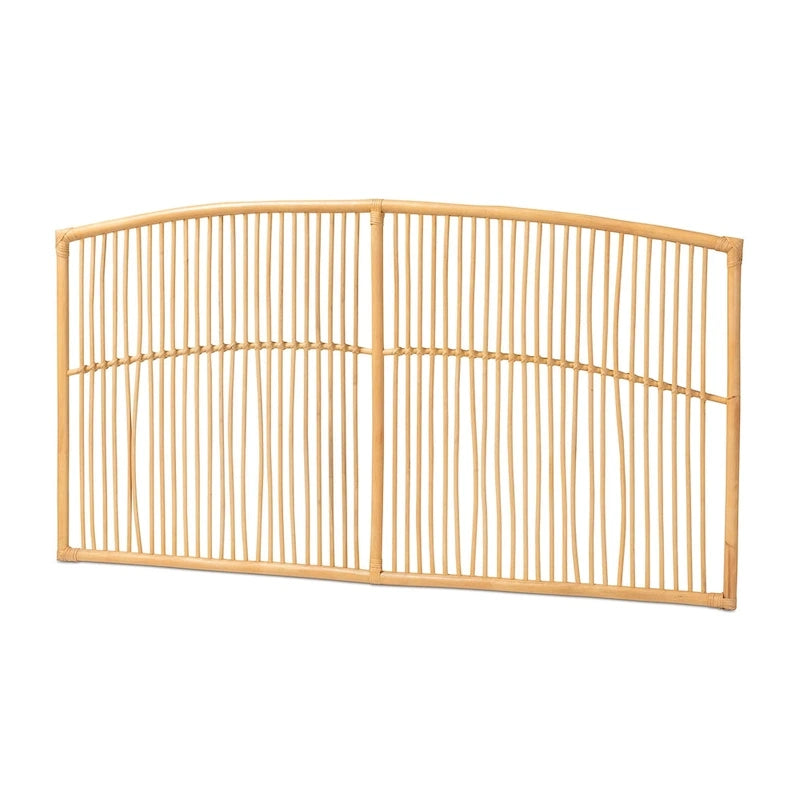 Malvina Modern Bohemian Natural Rattan Wall-mountable Headboard-Queen